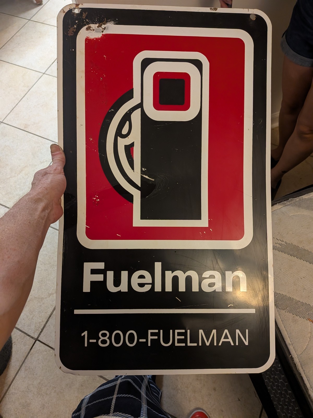 Fuelman Gas & Oil Advertising Sign – Black Red White, 1-800-FUELMAN