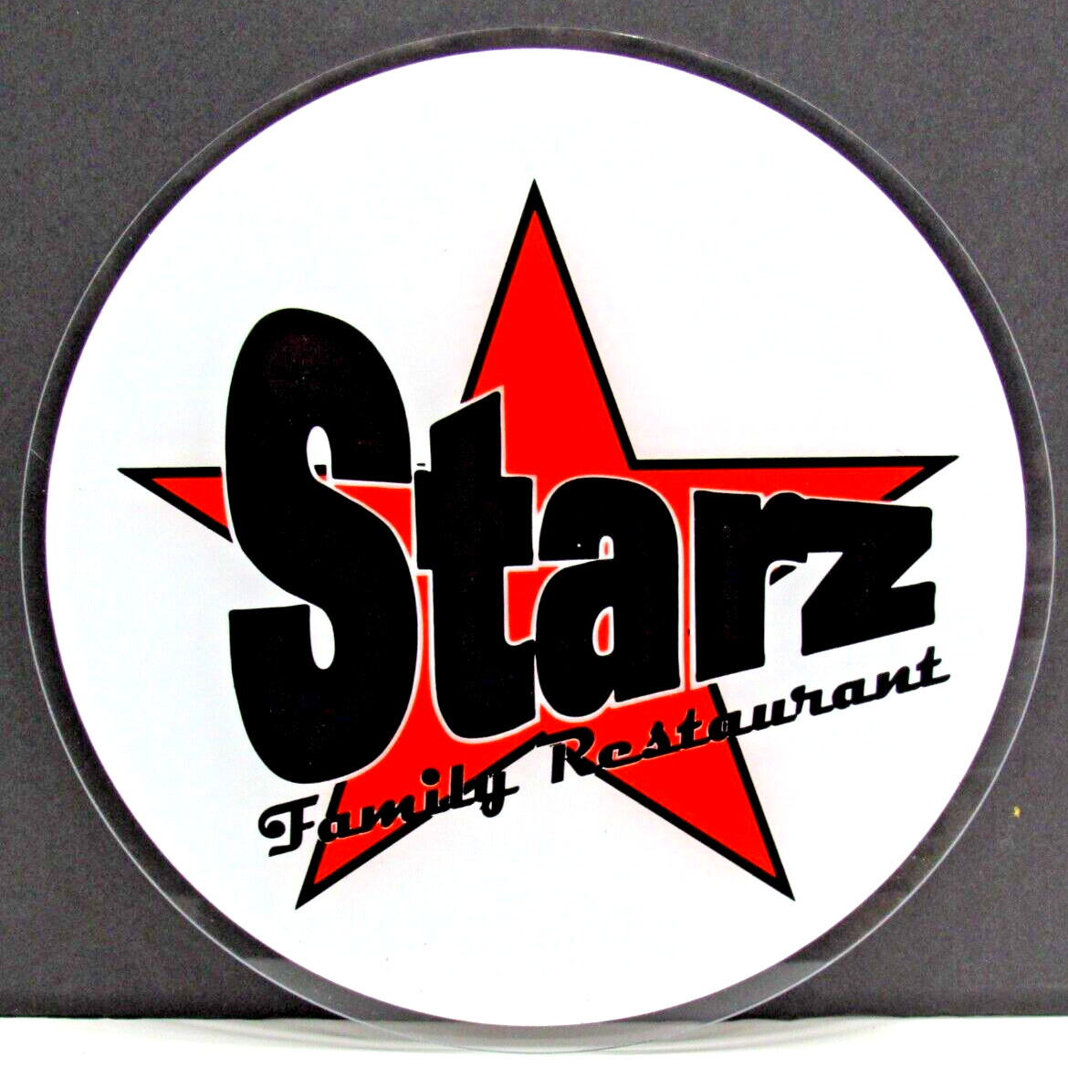 💫 STARZ Restaurant Advertisement Sign Graphic Design Round Plexiglass 10″ #CB