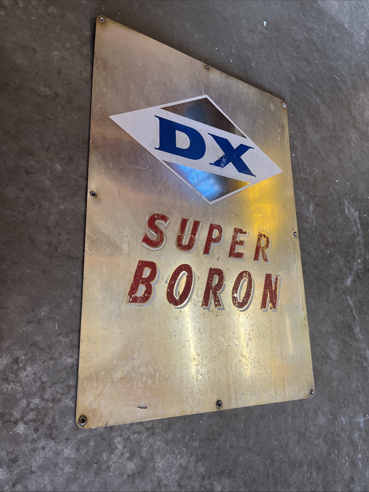 Vintage Original DX Pump Plate 26″ X 18.5 ” Super Boron