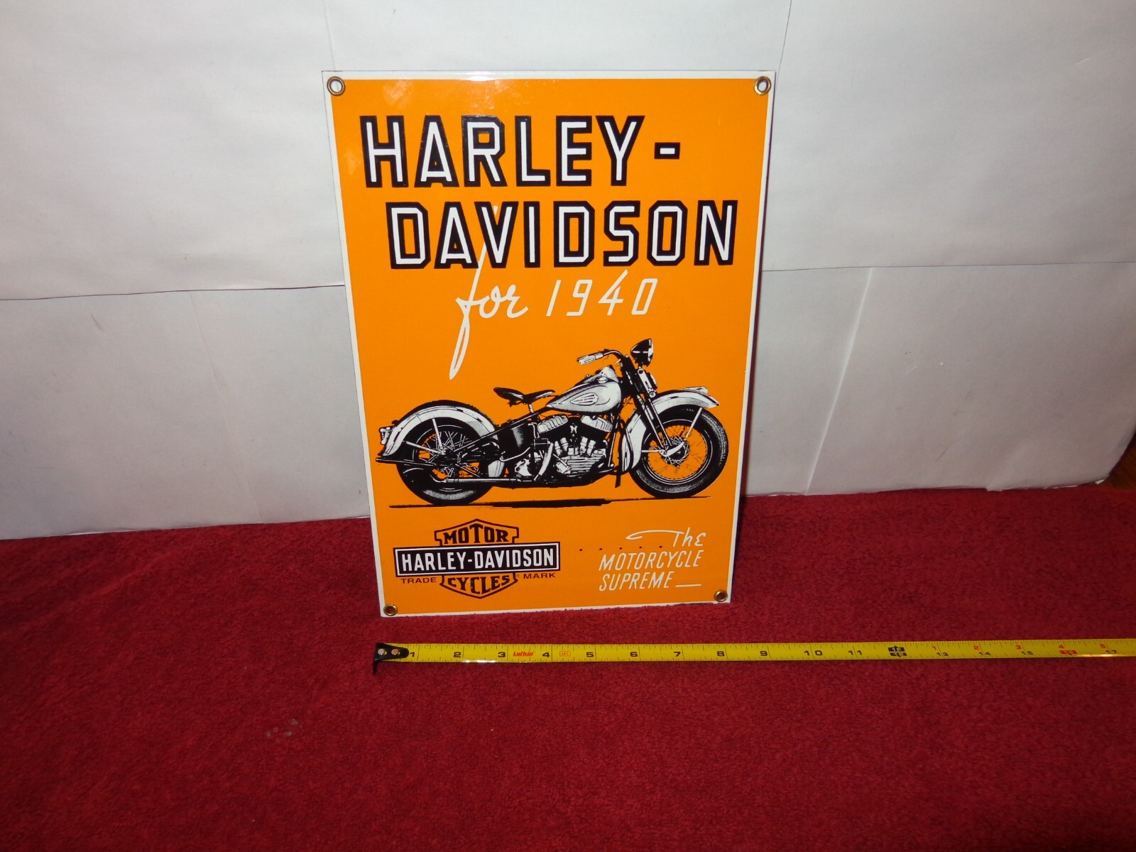 8 x 11 in HARLEY DAVIDSON MOTORCYCLES ADV. SIGN HEAVY METAL PORCELAIN – S 338A