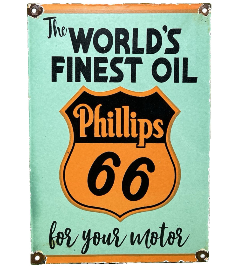 VINTAGE PHILLIPS 66 GASOLINE PORCELAIN SIGN DEALERSHIP GAS STATION MOTOR OIL