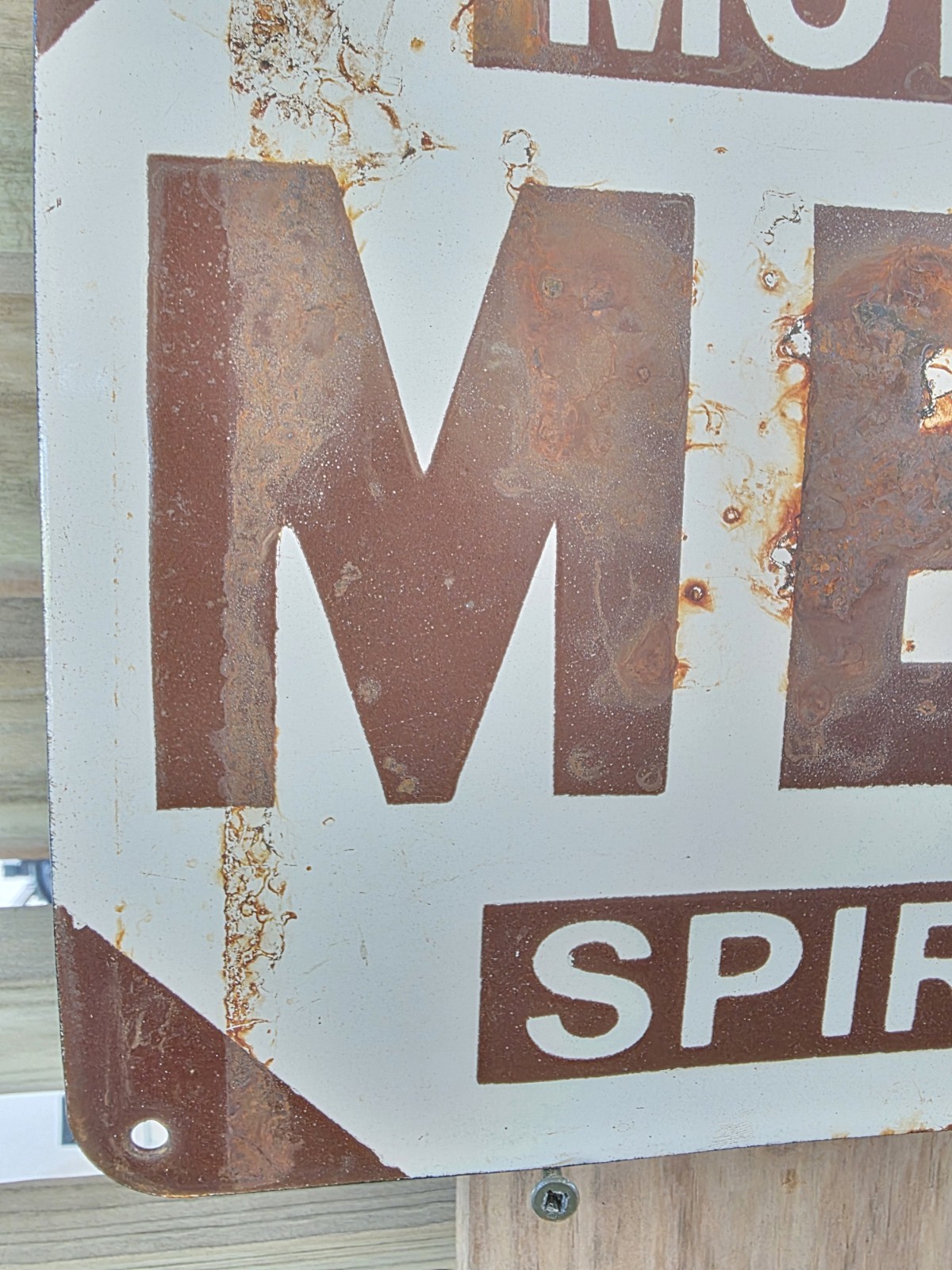 VINTAGE MEX MOTOR SPIRIT PORCELAIN SIGN 11″×9.5″