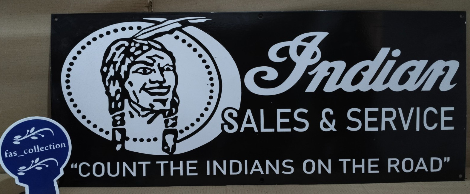 Indian Sales & Service Porcelain Enamel Sign 36 x 15 Inches 1 Sided