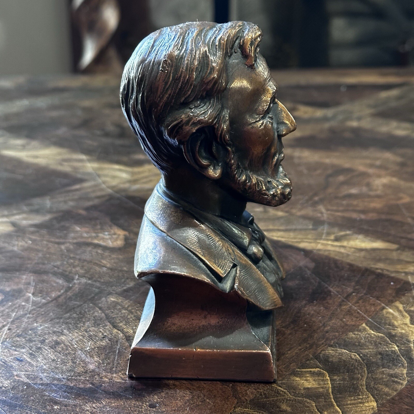 Metal Art Ware Coin Bank A.C. Rehberger Abe Lincoln Advertising Paperweight