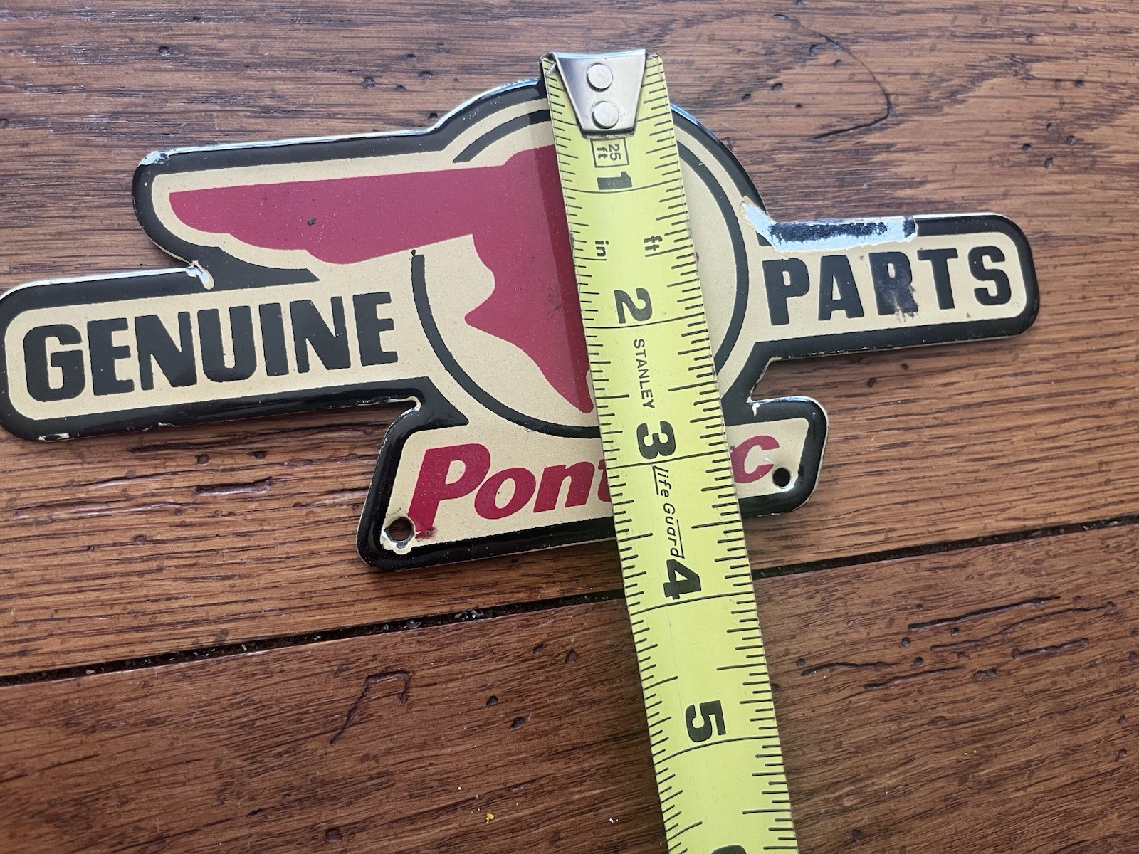NICE PONTIAC GENUINE PARTS INDIAN HEAD PORCELAIN SIGN
