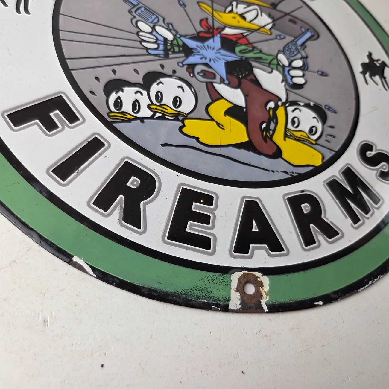 Vintage Marlin Firearms Sign – Donald Duck Comics Gas Pump Porcelain Sign