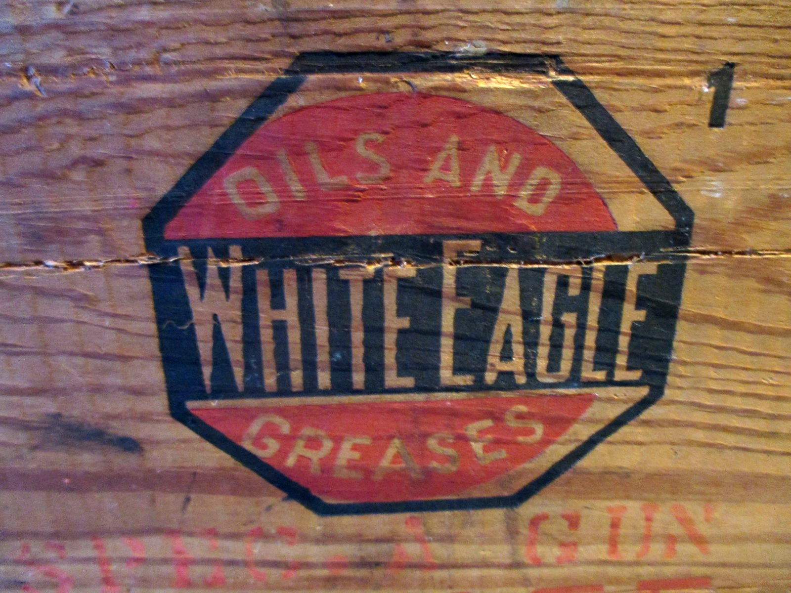 1920-1930-WHITE EAGLE OIL & REFINING CO-WOOD CRATE DOUBLE SIDED CAN SIGN BOX-16″