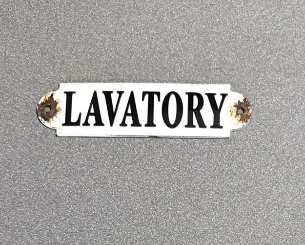 VINTAGE LAVATORY DOOR TAG PORCELAIN SIGN CAR GAS MOTORCYCLE OIL TRUCK