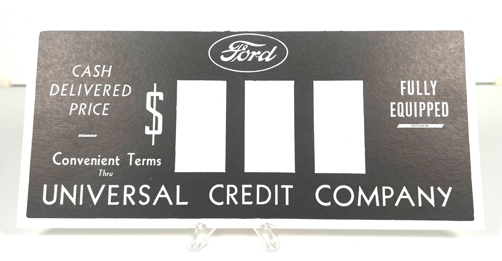 Vtg Ford Advertising Car Price 3 Digit Ephemera Ad Dealership Window Display