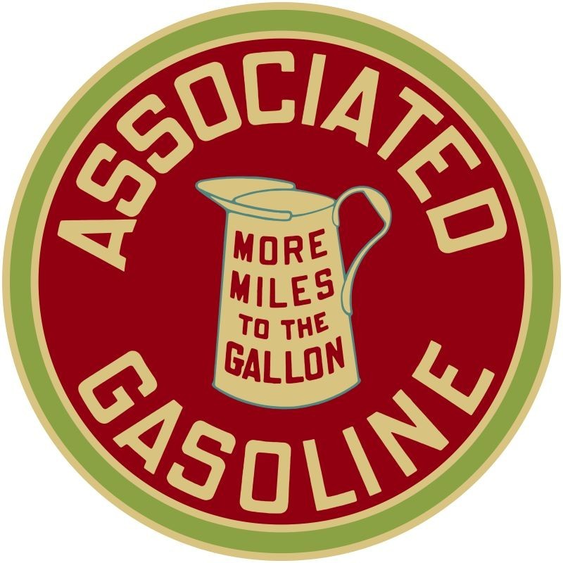 Associated Gasoline More Miles per Gallon New Sign: 24″ Round USA Steel XL Size
