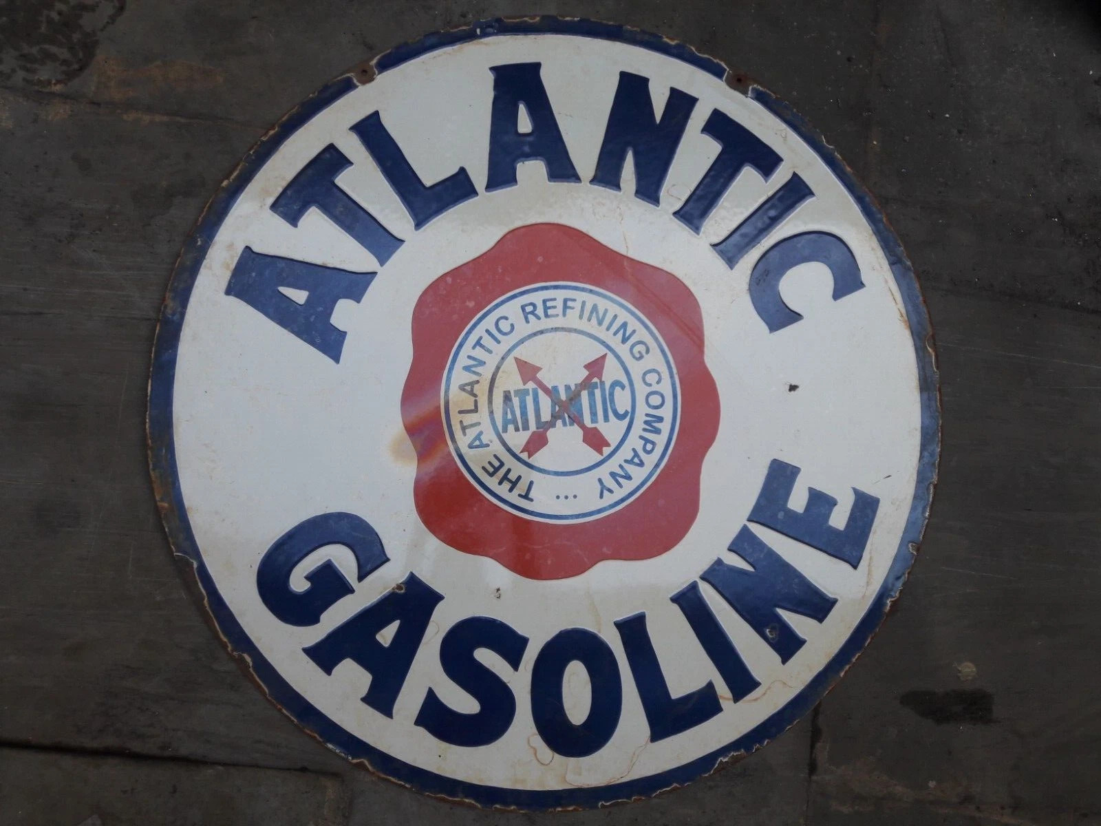 PORCELIAN ATLANTIC GASOLINE ENAMEL SIGN SIZE 30X30 INCHES DOUBLE SIDED