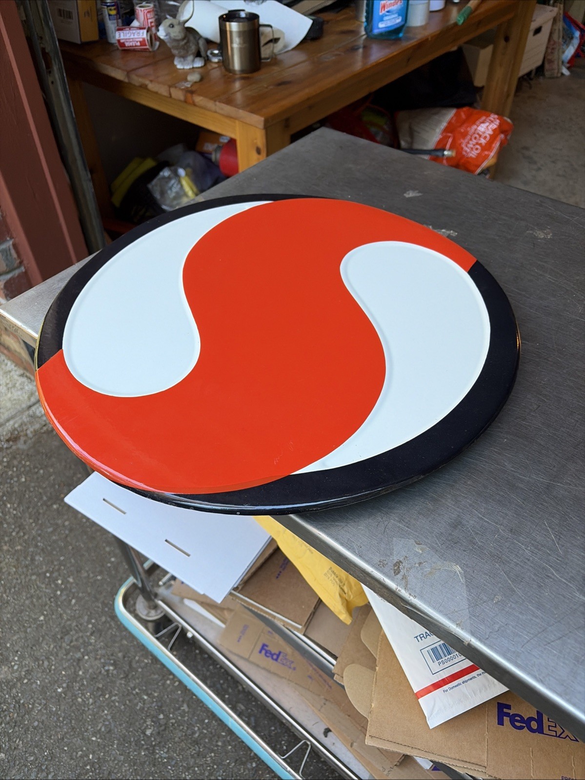 Vintage Porcelain Industrial Sign – Safeway “S” 18” Diameter