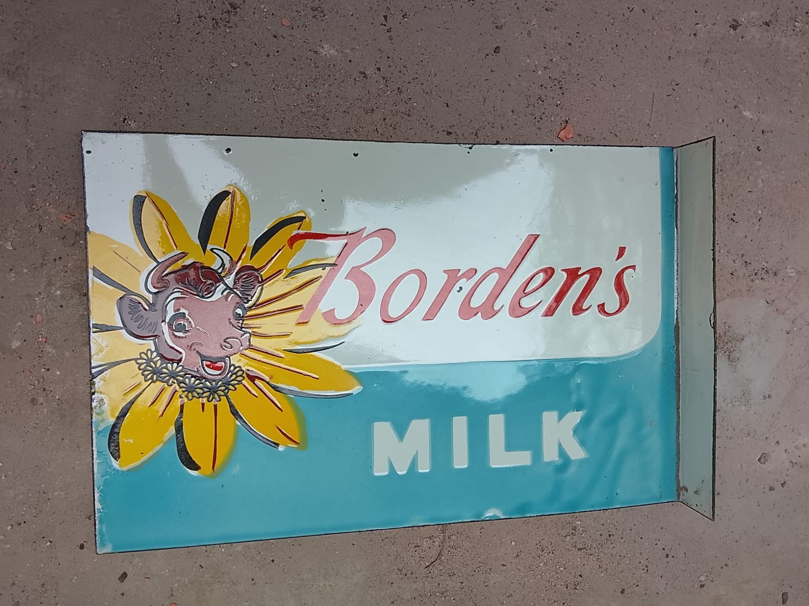 PORCELIAN BORDEN’S MILK ENAMEL SIGN SIZE 20X13 INCHES DOUBLE SIDED