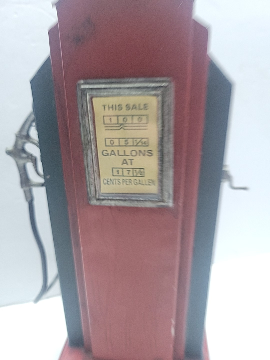 Vintage Tin Gas Pump Shelf Cabinet Display Piece 13″ Tall Red Texaco Style BoxC