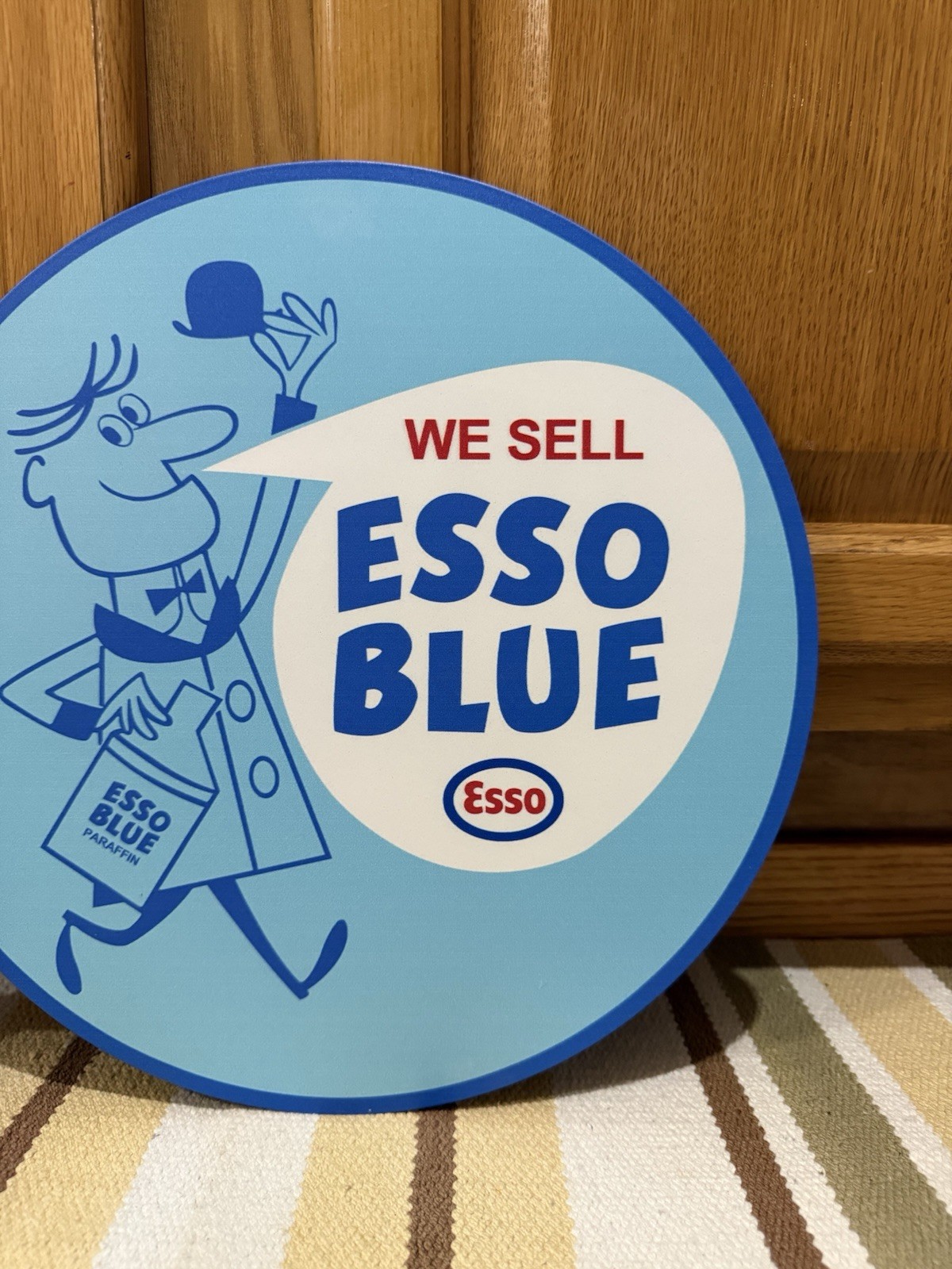 Esso Blue Flange Sign We Sell Sold Here Gas Oil Garage Vintage Style Wall Decor