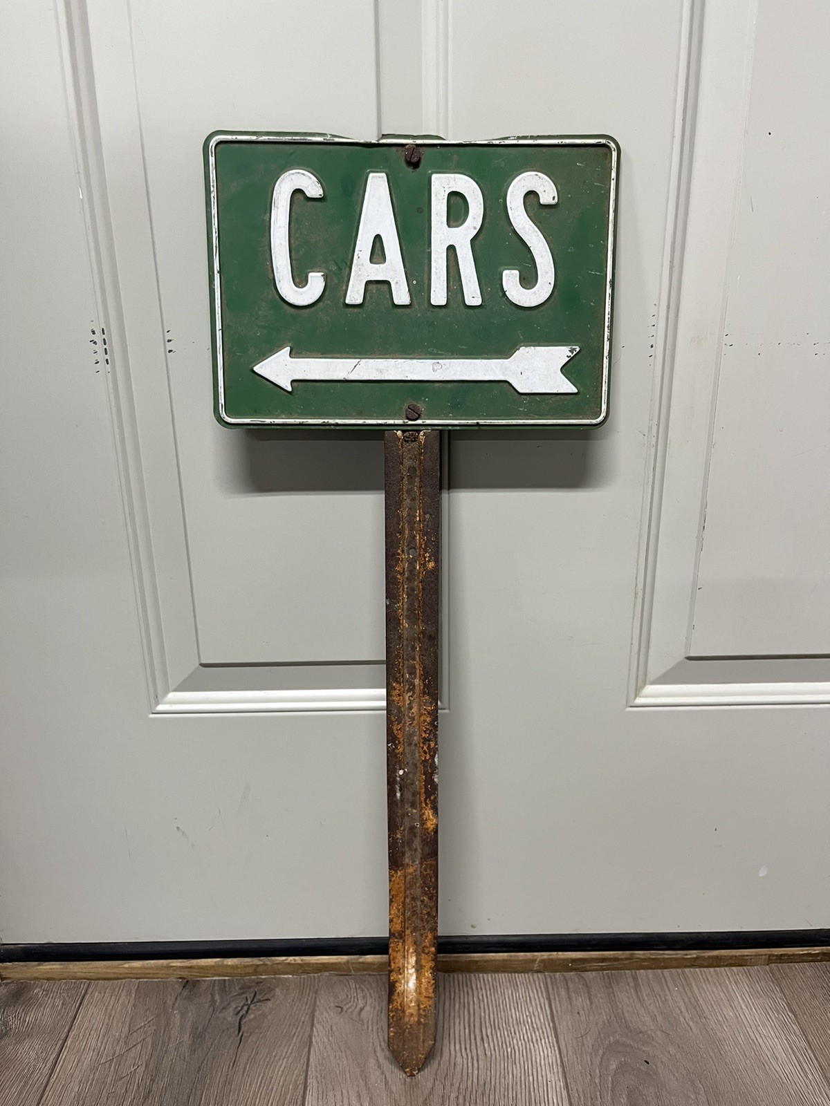 Vintage Embossed Cars Arrow Sign