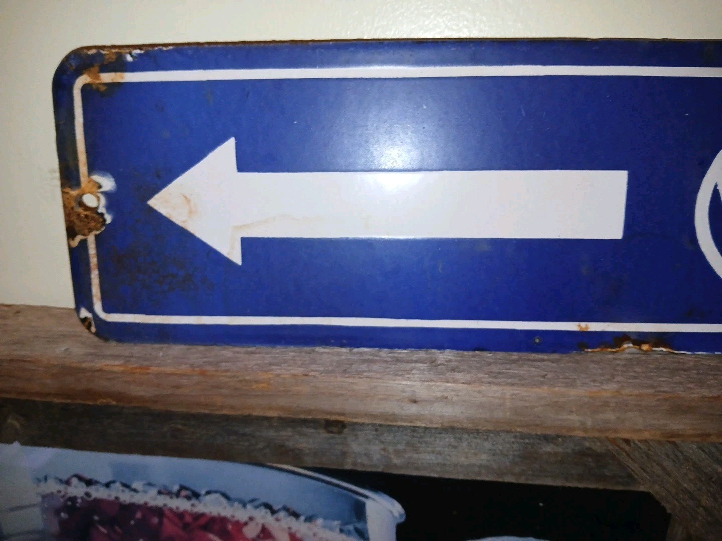 Vtg Large Volkswagen Sign – VW Sales Automobile Gas Pump Porcelain Sign Arrow
