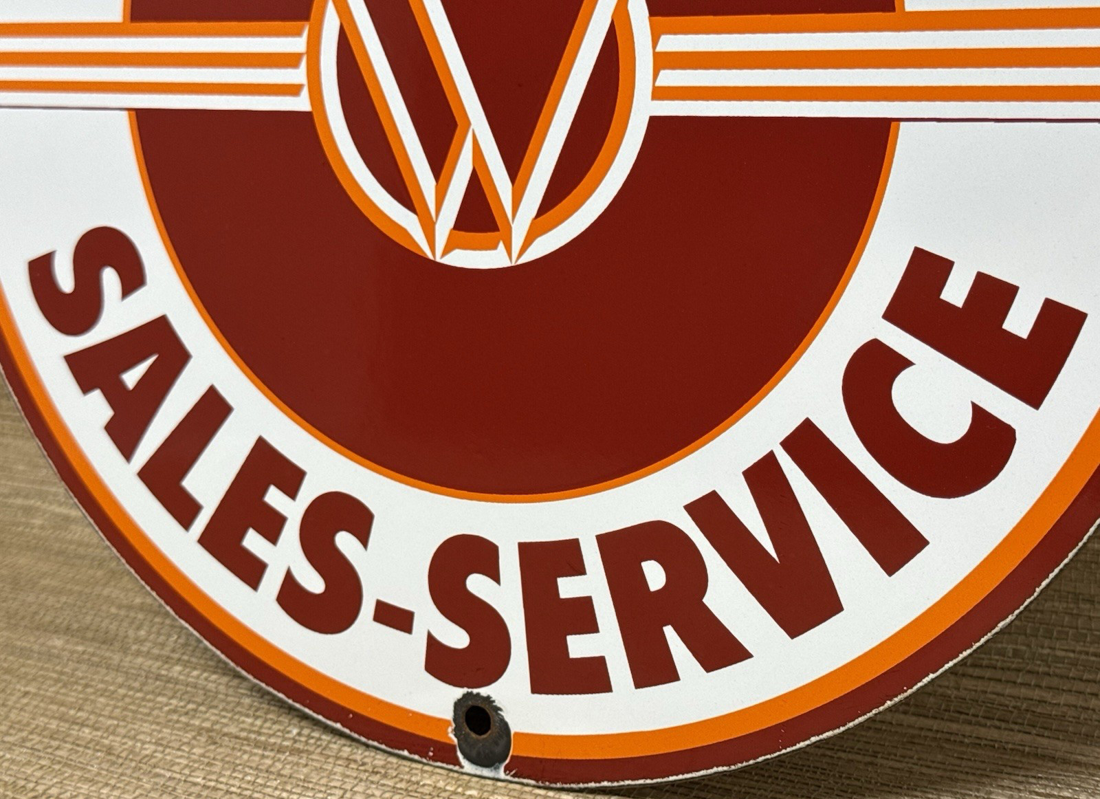 VINTAGE WILLYS PORCELAIN SIGN SALES SERVICE GAS OIL PUMP PLATE DEALERSHIP KNIGHT
