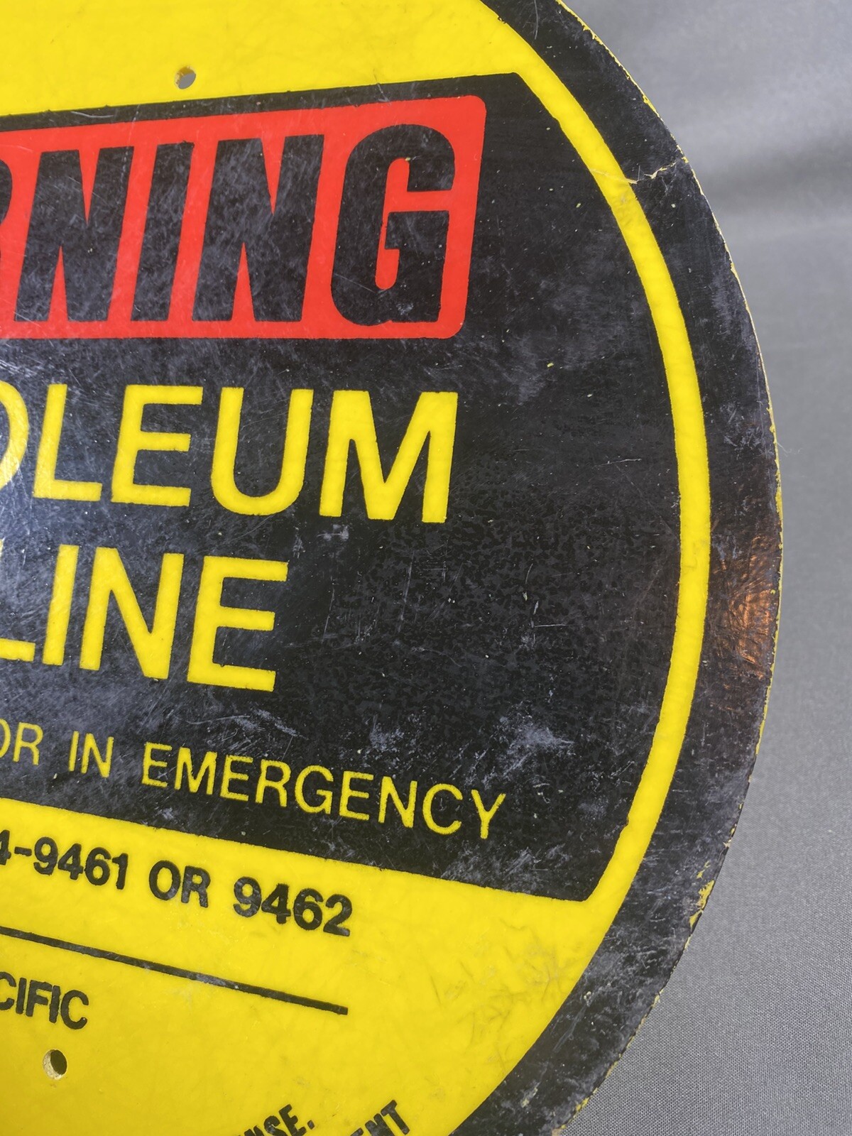 VINTAGE WARNING PETROLEUM PIPELINE SIGN, ORIGINAL, SANTA FE PACIFIC