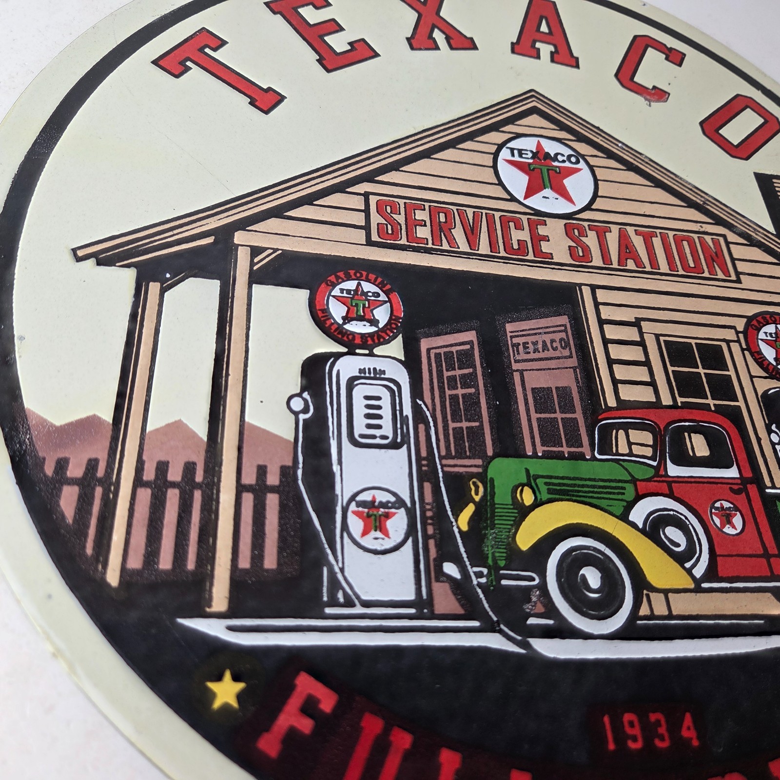 Vintage Texaco Gasoline Advertisement Sign – Gas Service Station Porcelain Sign
