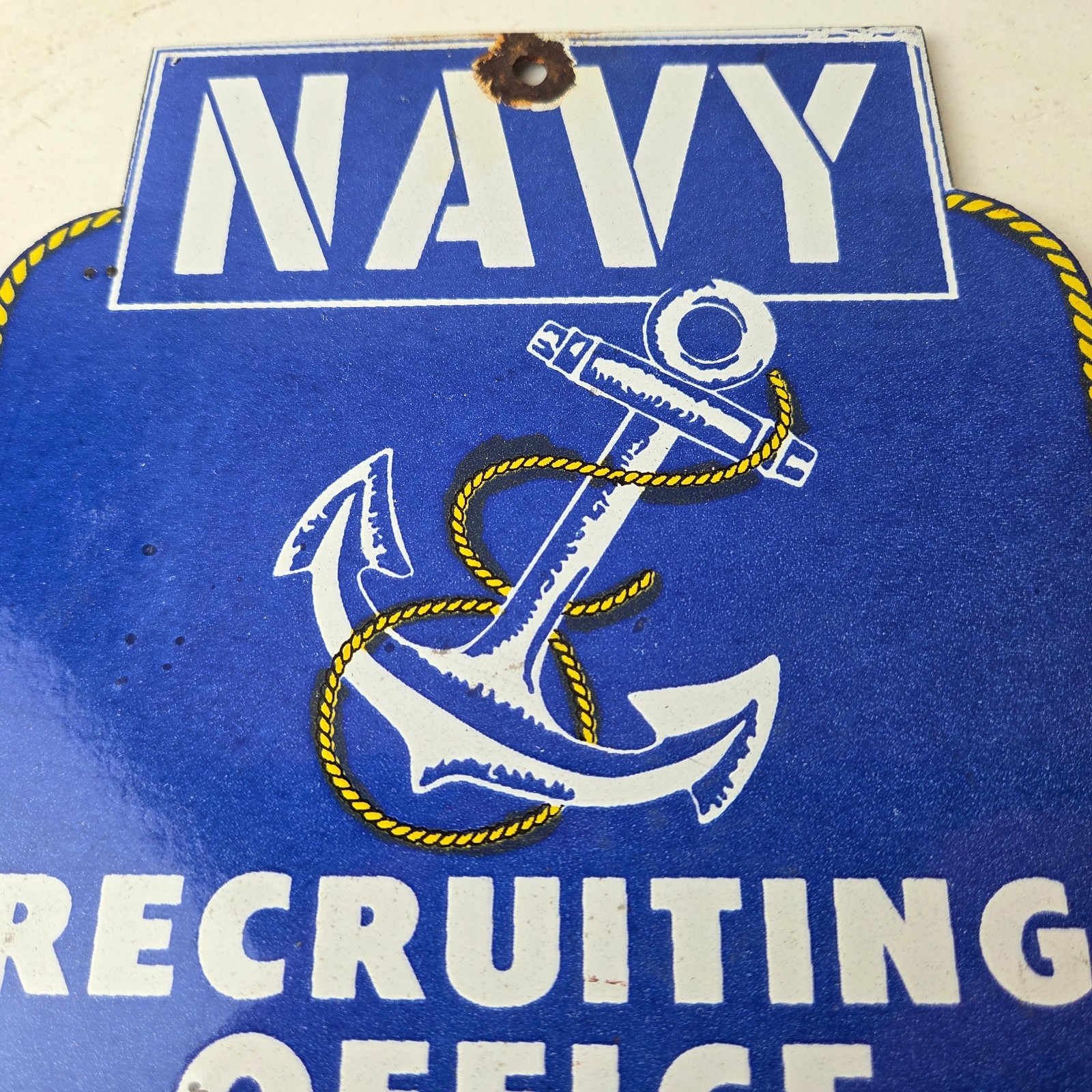 Vintage Navy Recruiting Office Sign – American Military Gas Pump Porcelain Sign