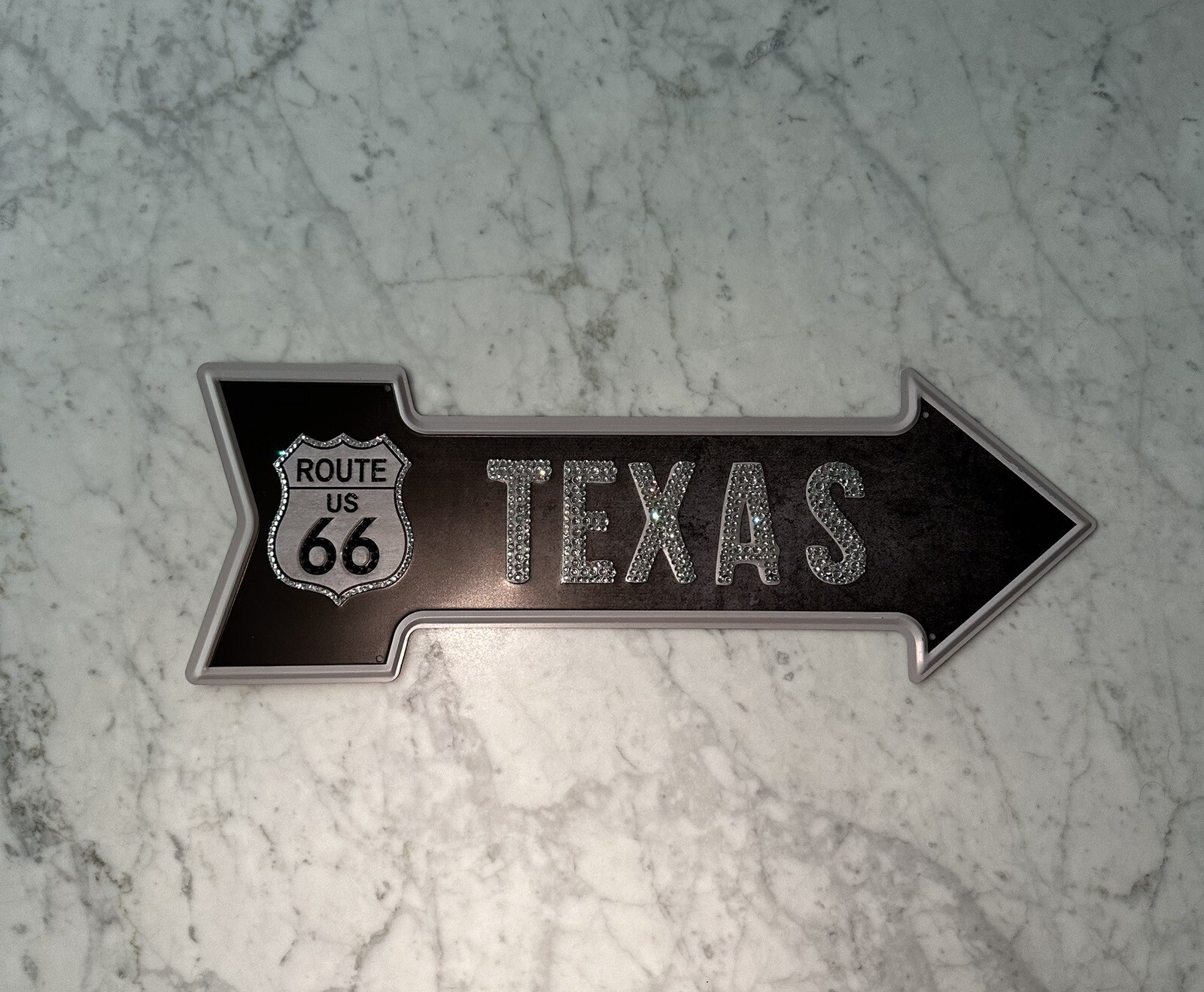 Bedazzled TEXAS Route 66 Vintage-Styled Metal Sign Bling Vintage Bigger In Texas