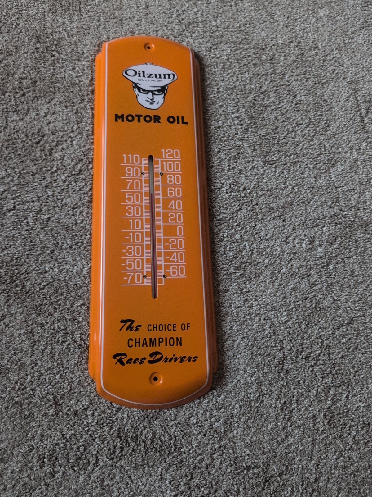 “OILZUM MOTOR OIL” ADVERTISING THERMOMETER Reproduction