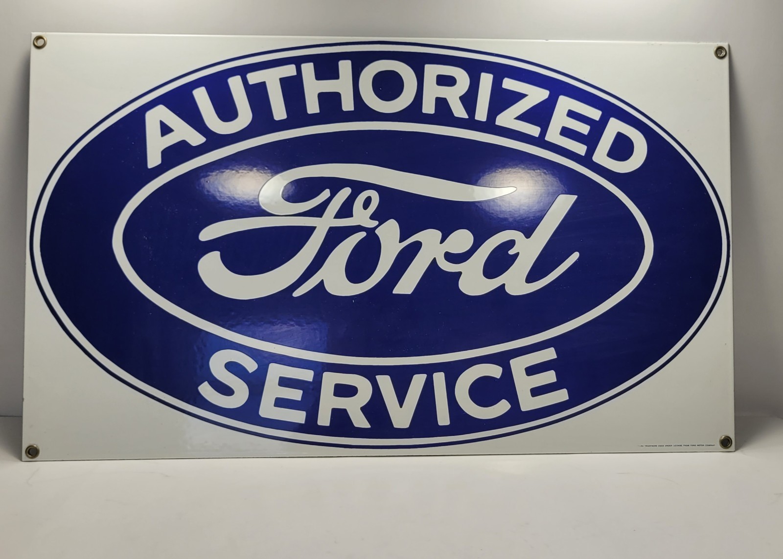 AUTHORIZED FORD SERVICE Porcelain Sign Steel 18″ x 11″ Vintage Andy Rooney nice