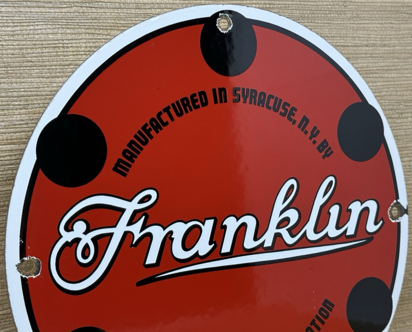 VINTAGE FRANKLIN MOTORS PORCELAIN SIGN DEALERSHIP GAS STATION SERVICE MOTOR OIL