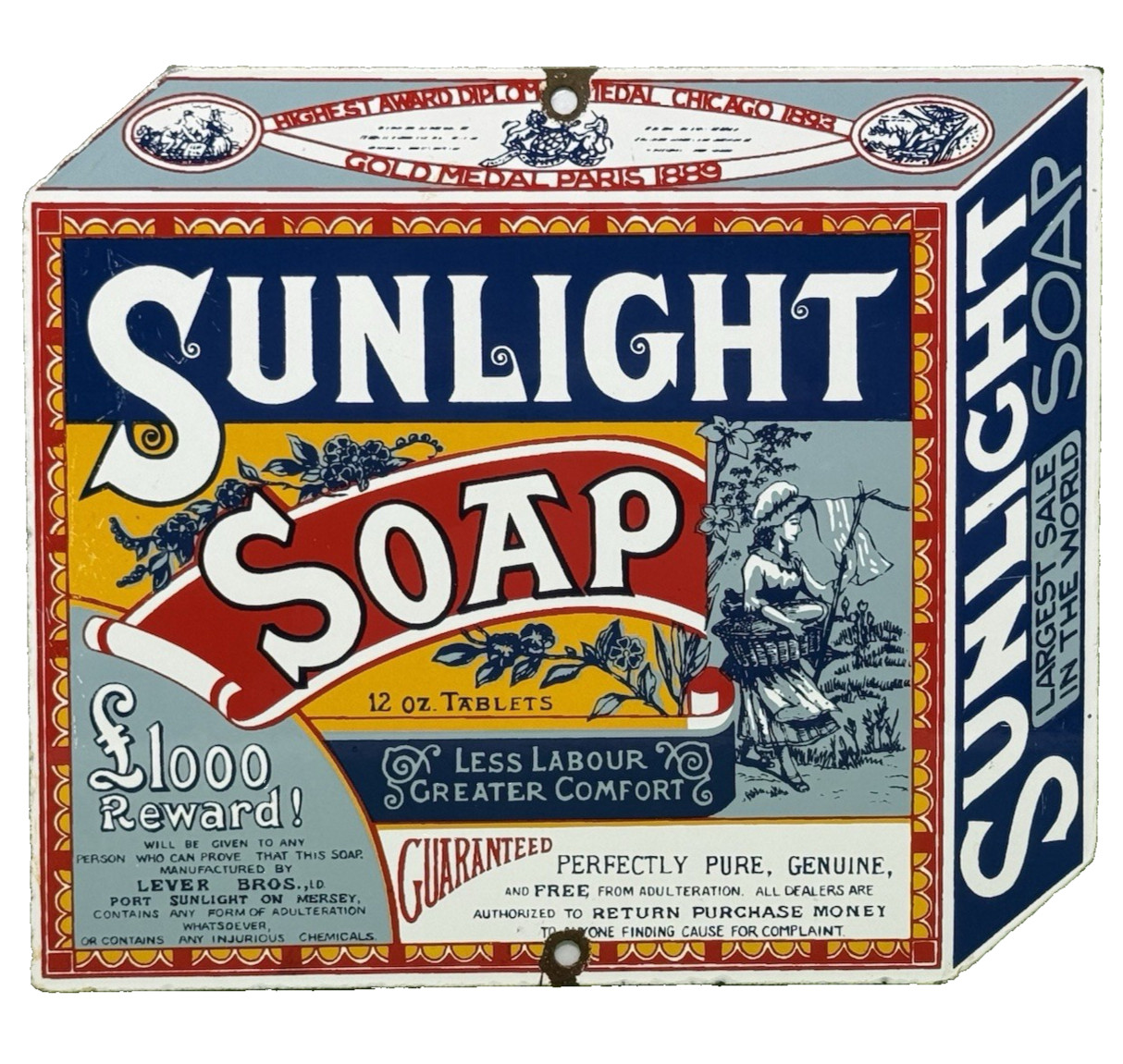 VINTAGE SUNLIGHT SOAP PORCELAIN SIGN GAS OIL RESTROOM LAUNDRY GAS STATION OIL
