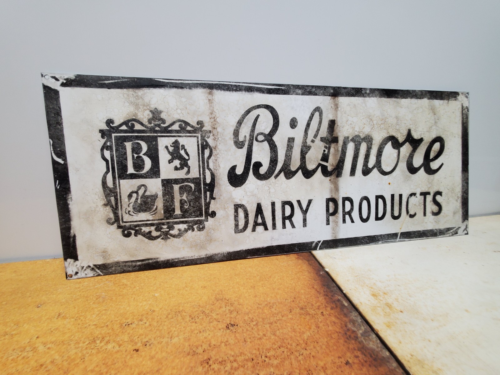 Biltmore Dairy Products Asheville NC Painted Sign 24×9.5″ Vintage Look Antiqued