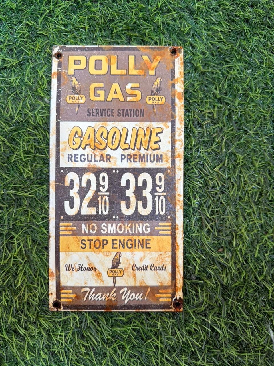 PORCELIAN POLY GAS ENAMEL SIGN SIZE 8X4 INCHES