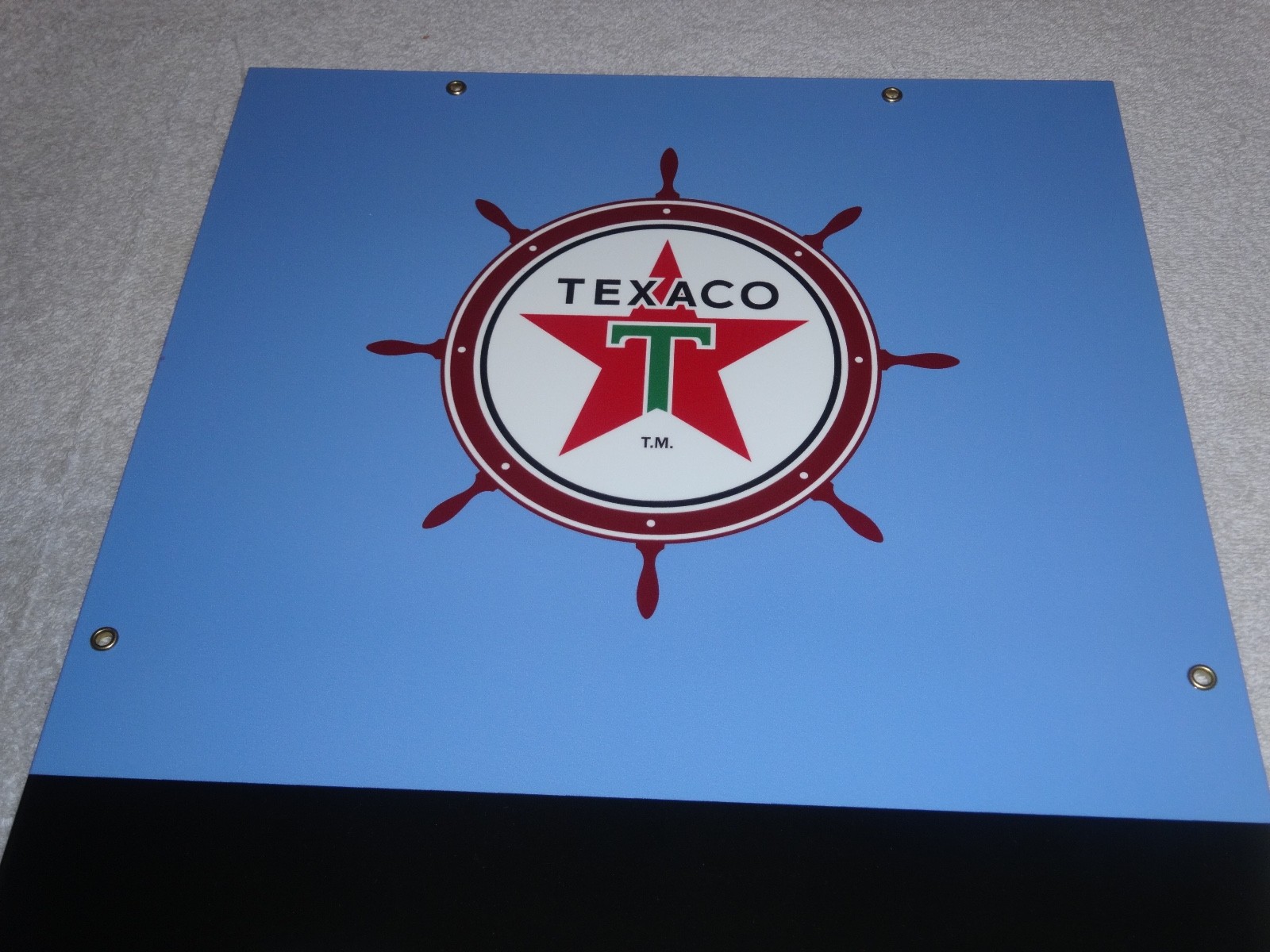 VINTAGE TEXACO MARINE WHITE GASOLINE 18″ PORCELAIN METAL GAS OIL PUMP PLATE SIGN