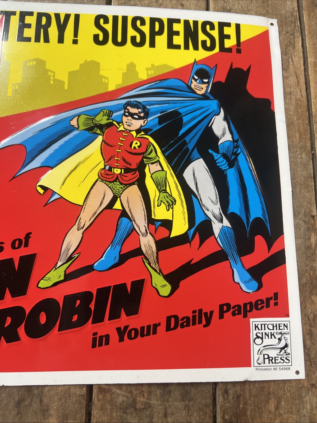 1990 BATMAN and ROBIN – DC Comics – Kitchen Sink Press – Metal sign Advertising