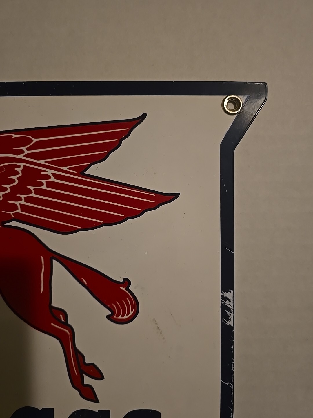 Original Mobilgas Special Porcelain Gas Pump Sign 1950s