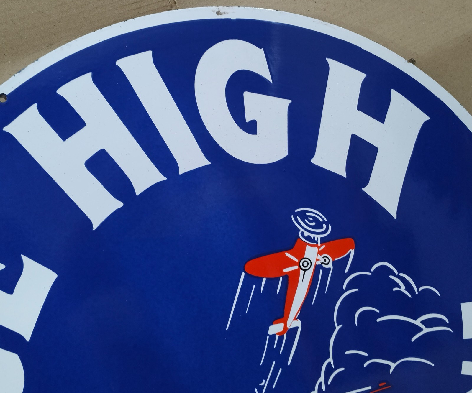 Ace High Gasoline Porcelain Enamel Sign 30 x 30 Inches 1 Sided