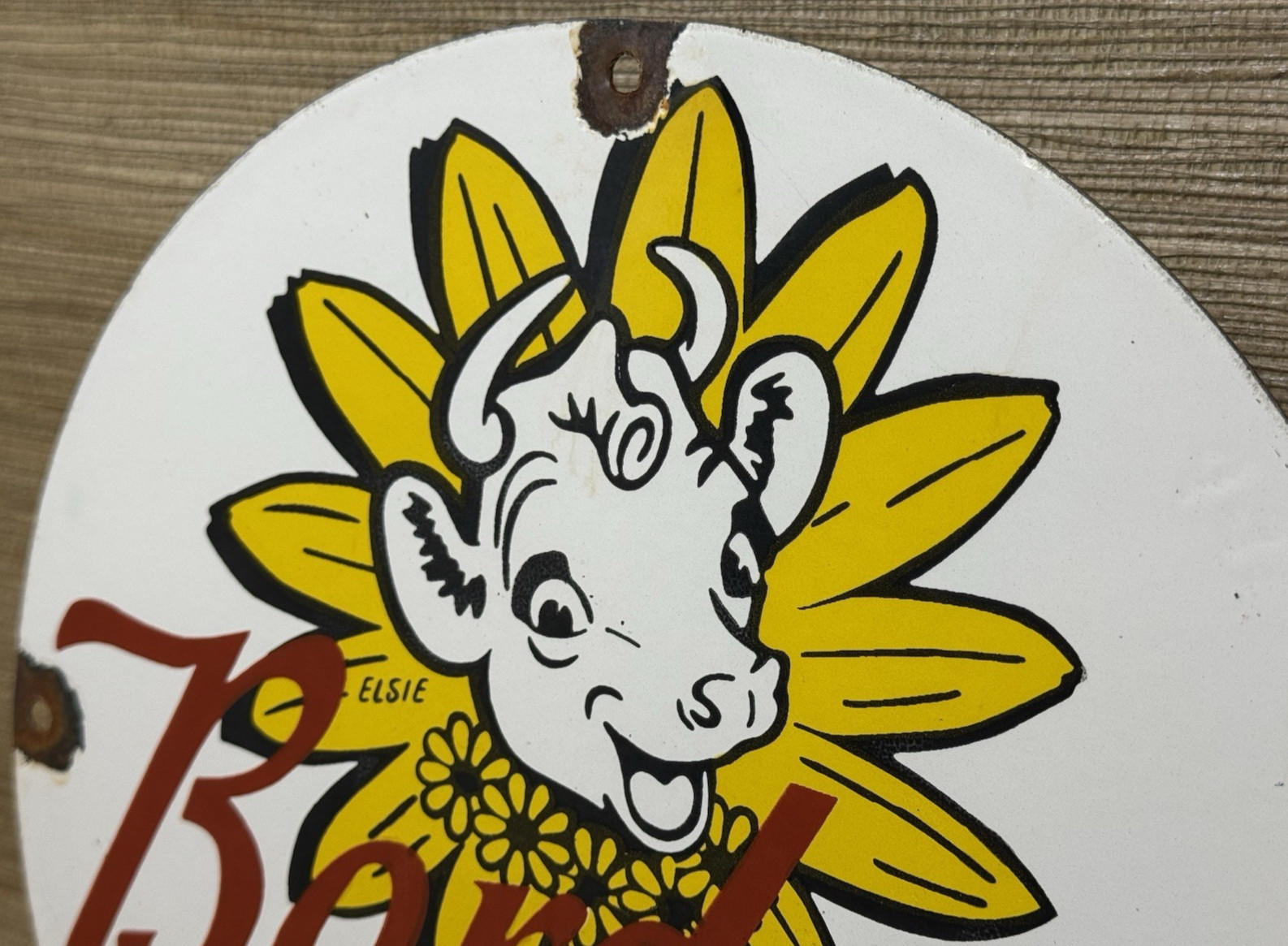 VINTAGE BORDENS ICE CREAM PORCELAIN SIGN DAIRY QUEEN COW FARM GAS PUMP