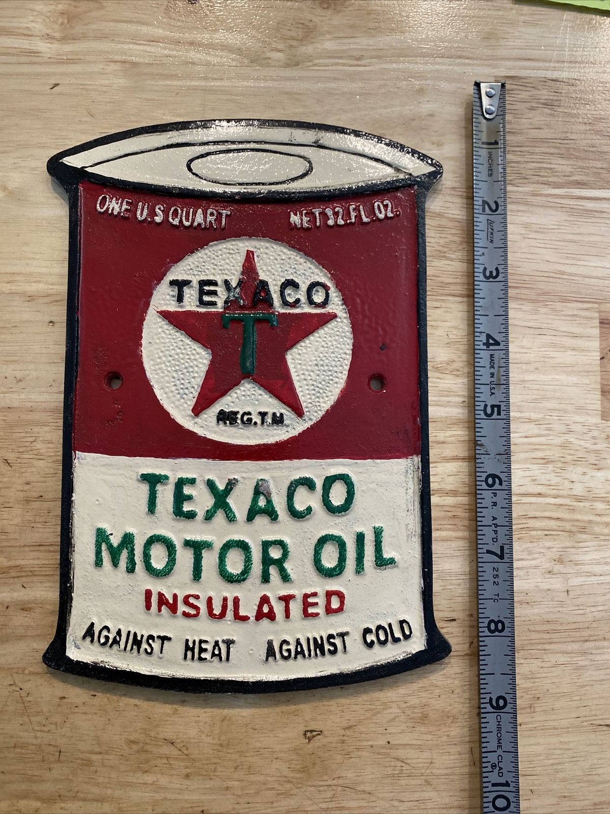 Texaco Oil Sign Plaque Coal Collector Man Cave Gas Advertisement 1/4 inch METAL