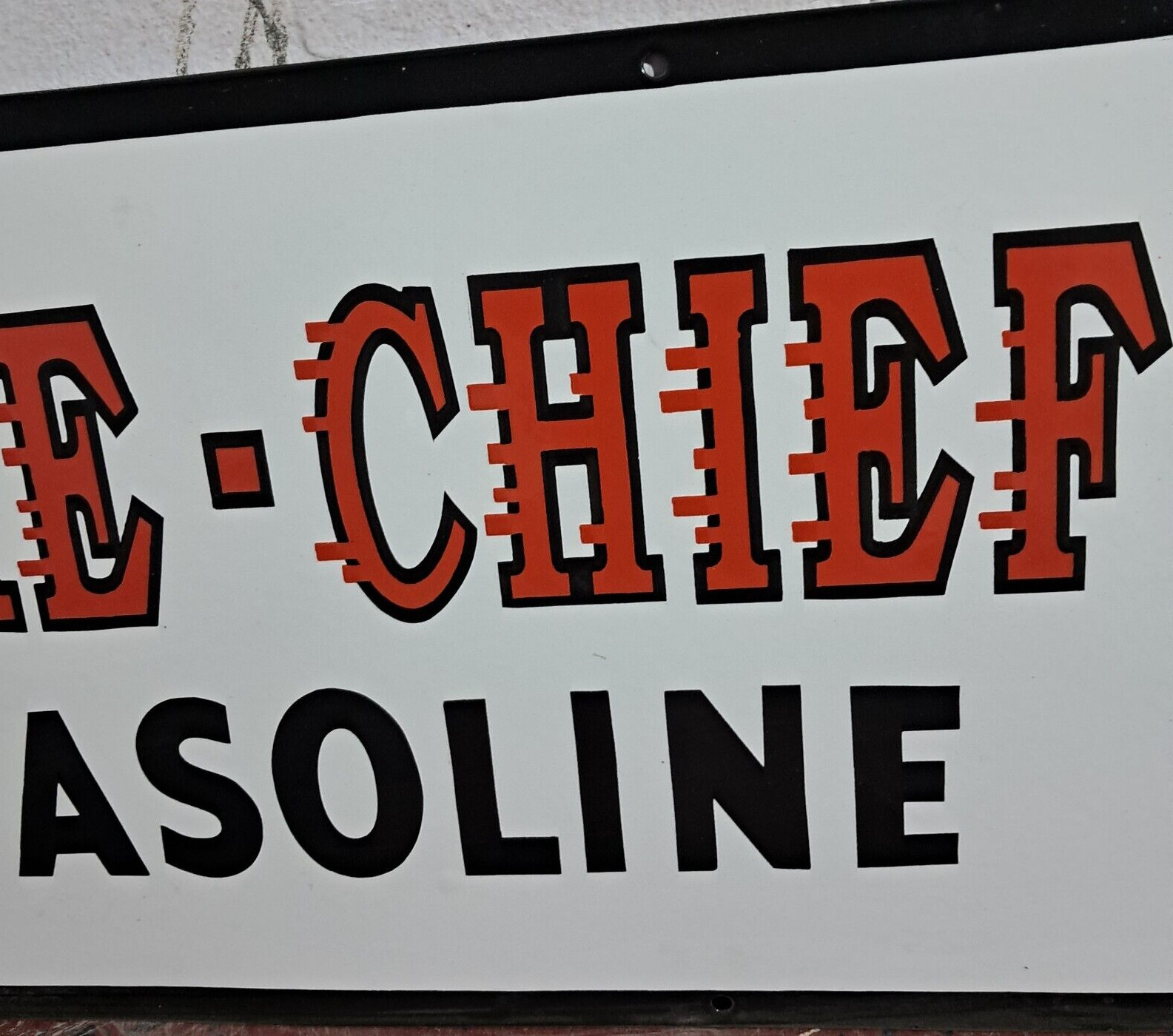 Texaco Fire Chief Gasoline Porcelain Enamel Sign 36 x 15 Inches 1 Sided