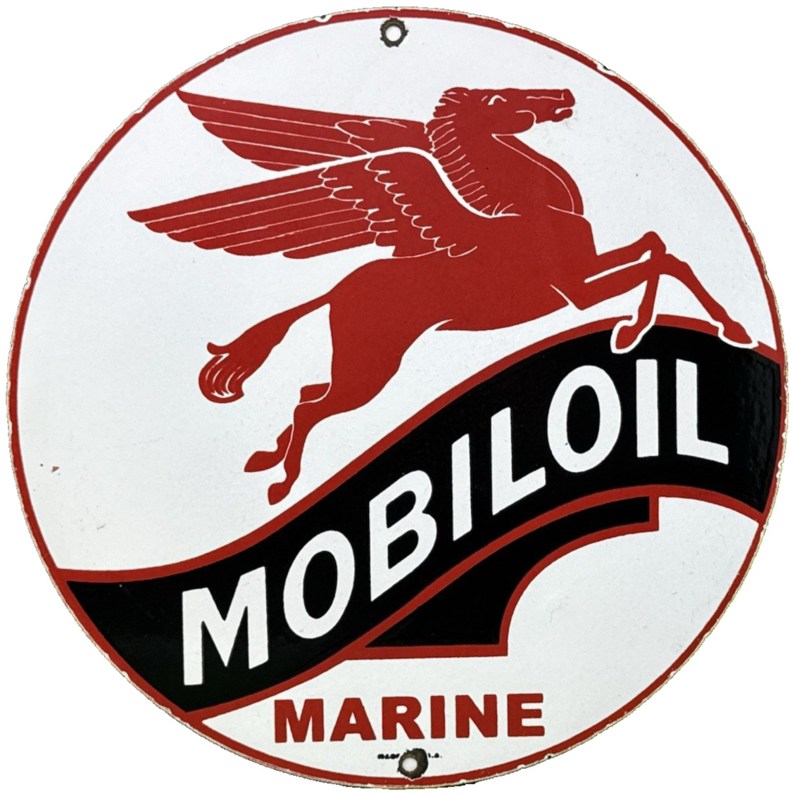 VINTAGE MOBILOIL PORCELAIN SIGN DEALERSHIP GAS STATION MOBIL MOTOR OIL PEGGY