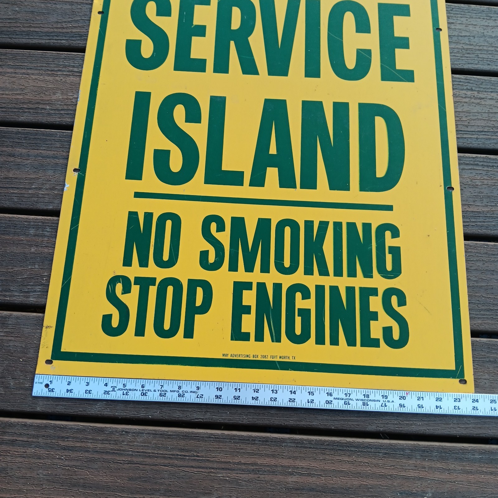 Vintage SELF SERVICE ISLAND NO SMOKING Sign – Metal – 24″ x 36″ – Gas Station