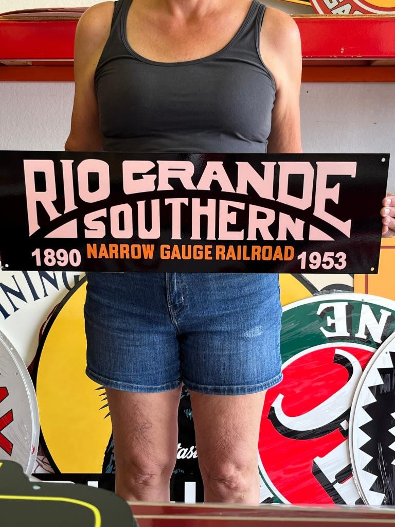 Vintage Old Style Sign Rio Grande Railroad NOT Porcelain Made in USA