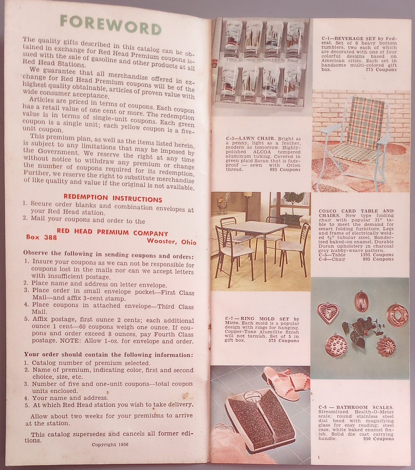 1956 Red Head Quality Premiums Catalog