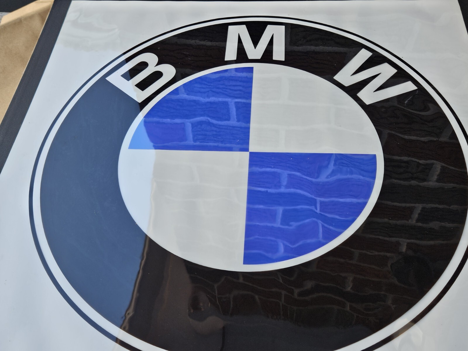 Vintage BMW Dealer Sign Mounted Transparency 24 1/4″ x 23 1/4″