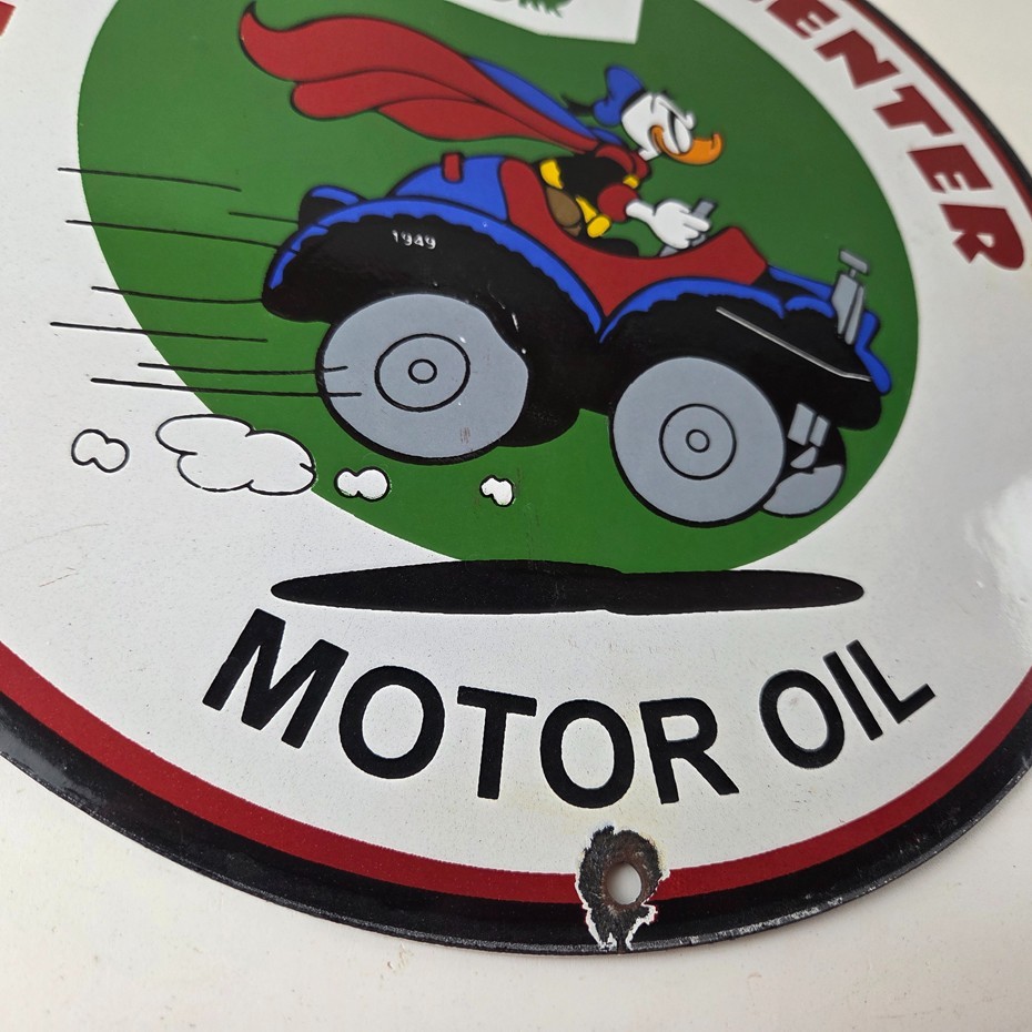 Vintage Sinclair Gasoline Sign – Disney Duck Porcelain Gas Oil Pump Auto Sign