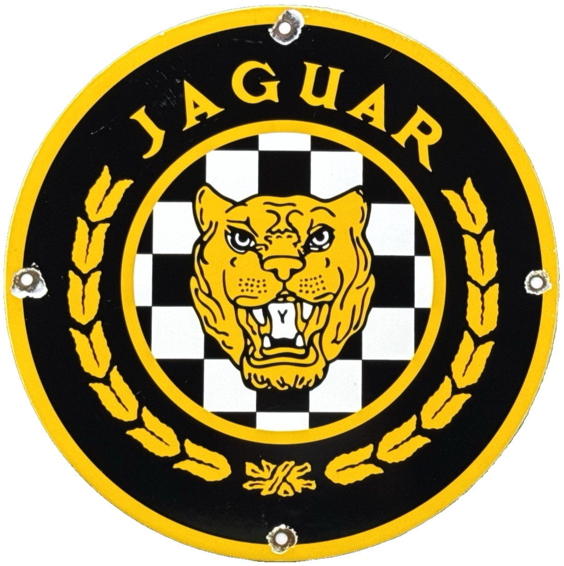 VINTAGE JAGUAR PORCELAIN DEALERSHIP SIGN SALES SERVICE MOTOR OIL GAS STATION