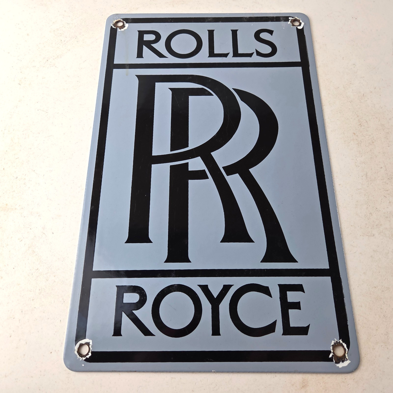 Vintage Rolls Royce Porcelain Sign – Service Sales Automobilia Gas Pump Sign