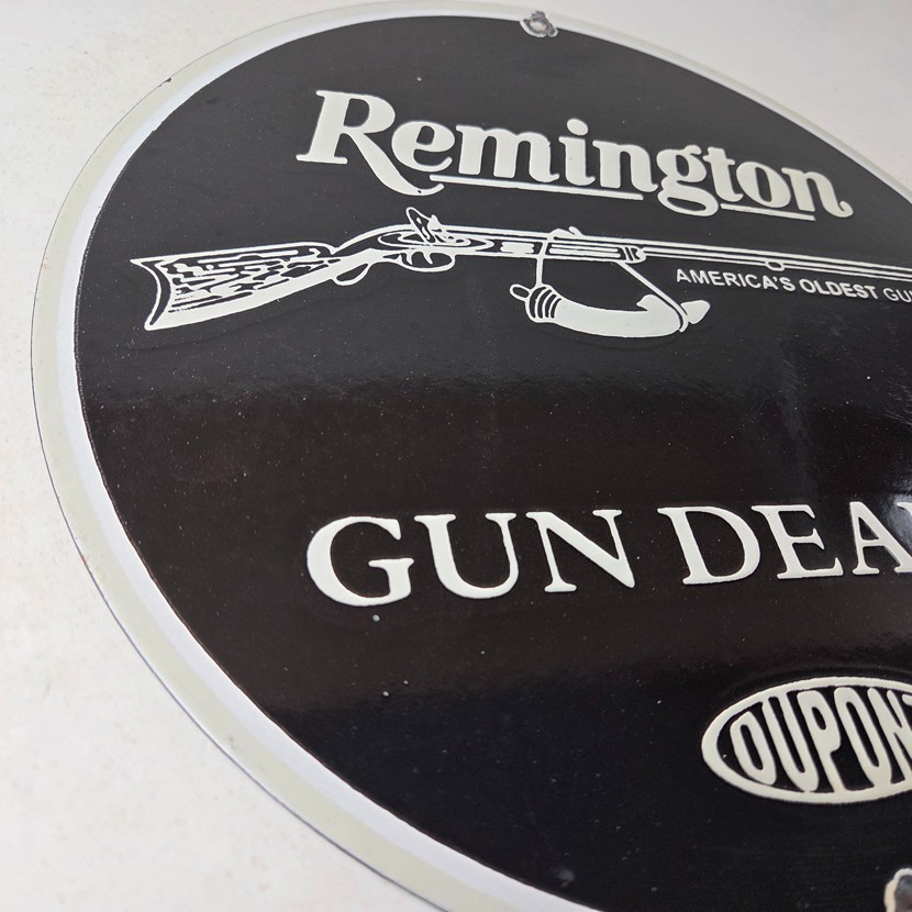 Vintage Remington Gun Dealer Porcelain Sign – Lever Rifle Logo Sign