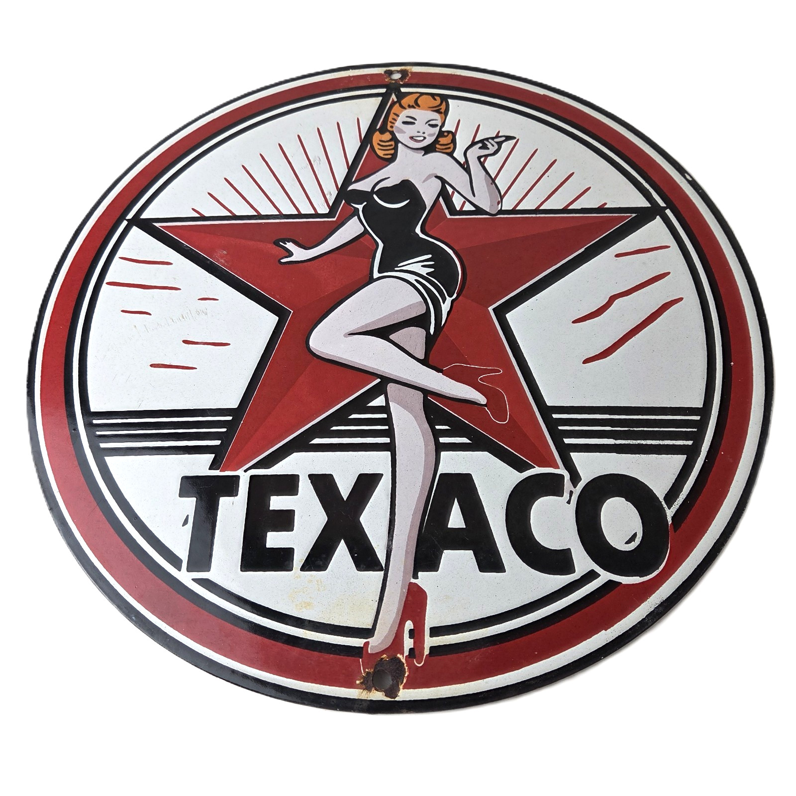 Vintage Texaco Gasoline Sign – Gas Service Station Pump Porcelain Sign