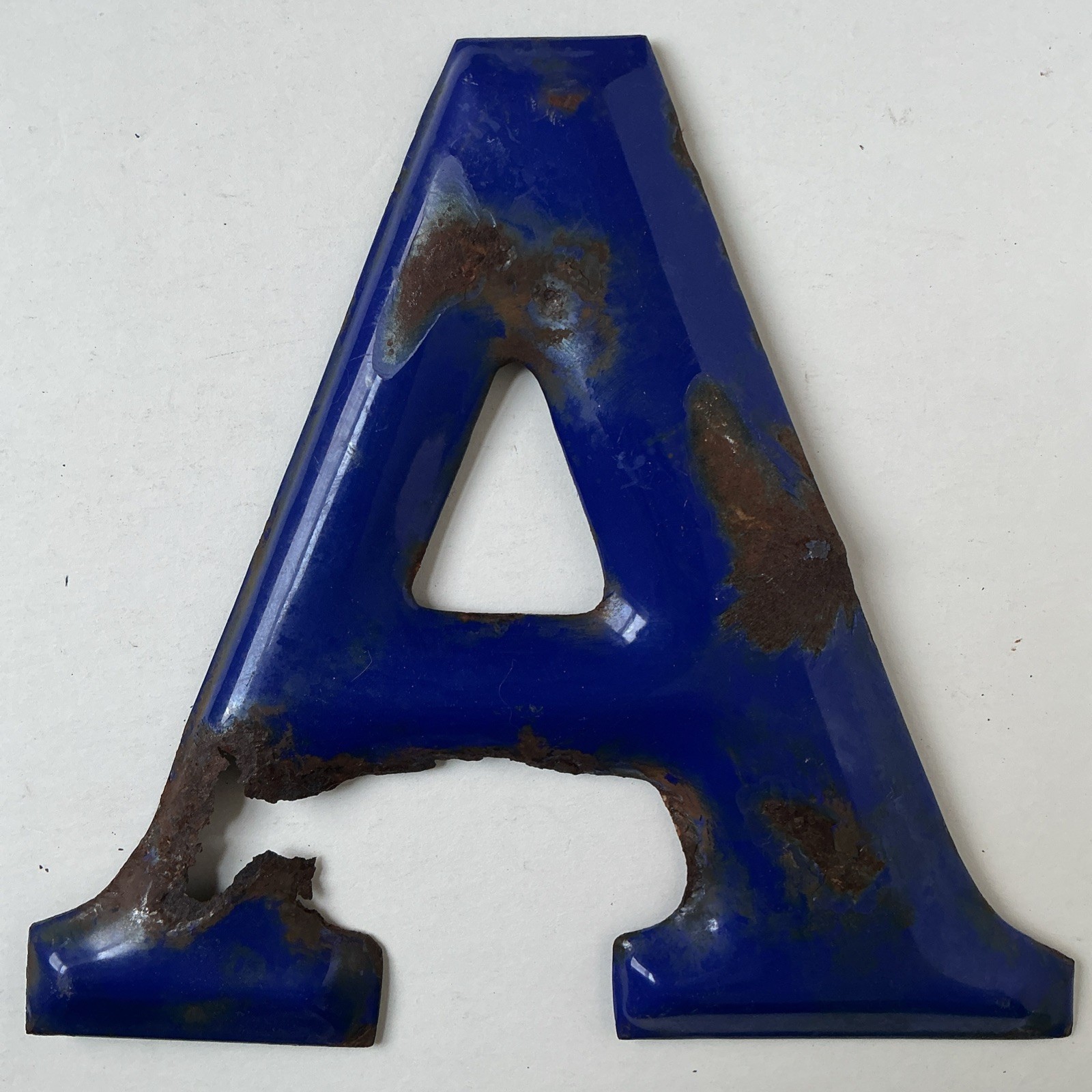 Vintage Porcelain Letter “A” Gulf 10” Gas station SIGN Marquee Blue 1950’s Metal